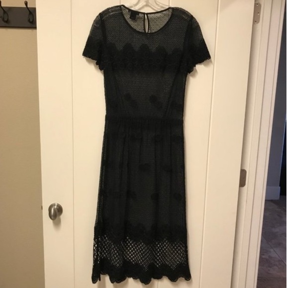 Club Monaco black dress lace midi dress 4 - Picture 7 of 12